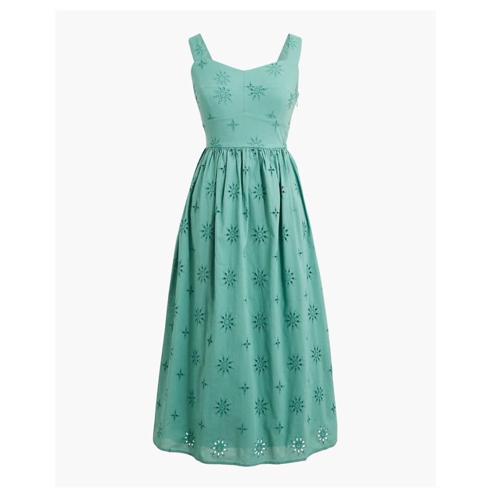 J. Crew Factory green eyelet midi dress